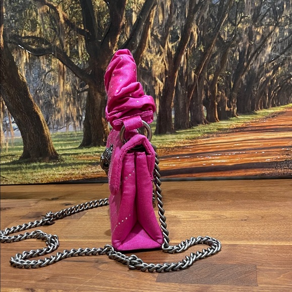 Kurt Geiger Kensington Fuchsia Pink Mini Bag Purse Head With Rhinestones - Picture 3 of 10